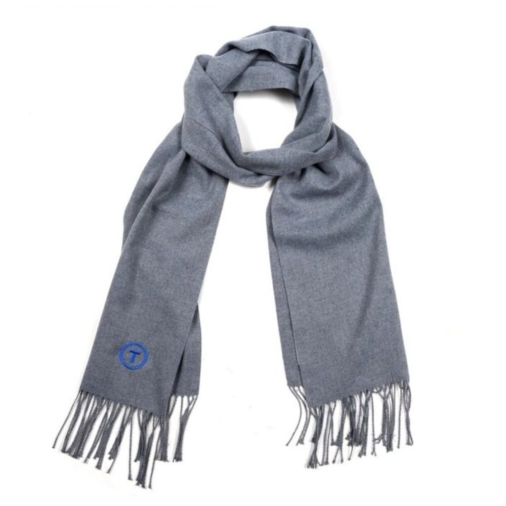 TRILLORY Gray Cashmere Blend Soft Fringed Scarf